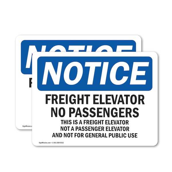 Signmission Freight Elevator No Passengers This Is A, 5 in W x Rectangle, Vinyl Decal OS-2PACK-NS-D-35-L-12919 - main